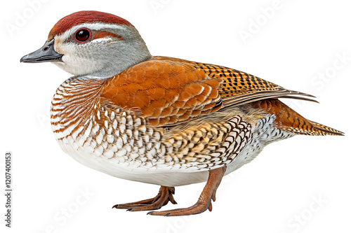 A standing duck isolated over transparent background, PNG cut-out	
