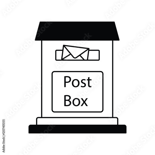 postbox glyph outline icon with white background vector stock illustration