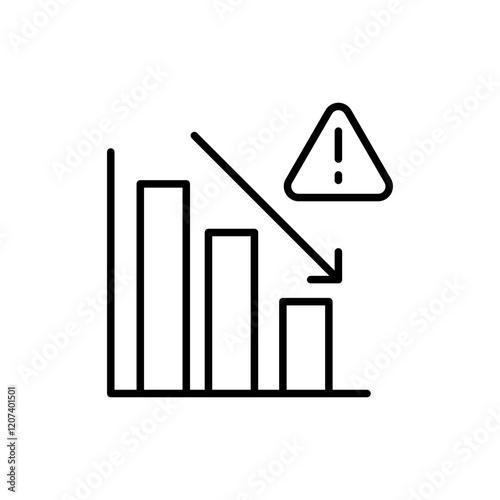 Decrease chart outline icons, minimalist vector illustration ,simple transparent graphic element .Isolated on white background