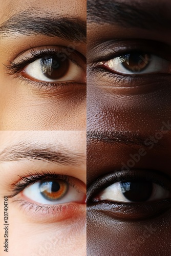 Close-Up of Diverse Multiracial Eyes Showcasing Unique Features and Expressions