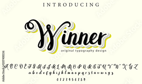 Winner Font Stylish brush painted an uppercase vector letters, alphabet, typeface