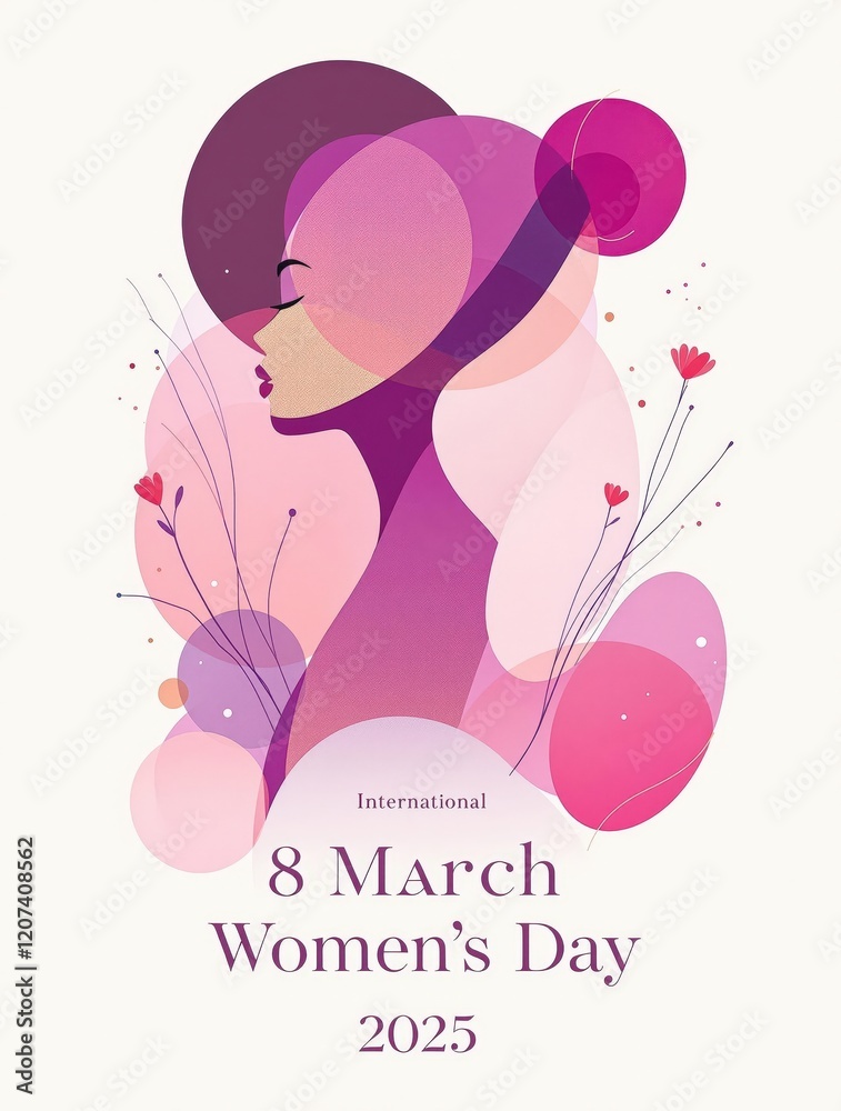 Women's day 2025: vibrant abstract art of a woman's silhouette celebrating march 8 Women's day 2025: vibrant abstract art of a woman's silhouette celebrating march 8