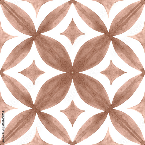Watercolor Azulejos Tile in Mocha tones