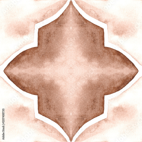 Watercolor Azulejos Tile in Mocha tones