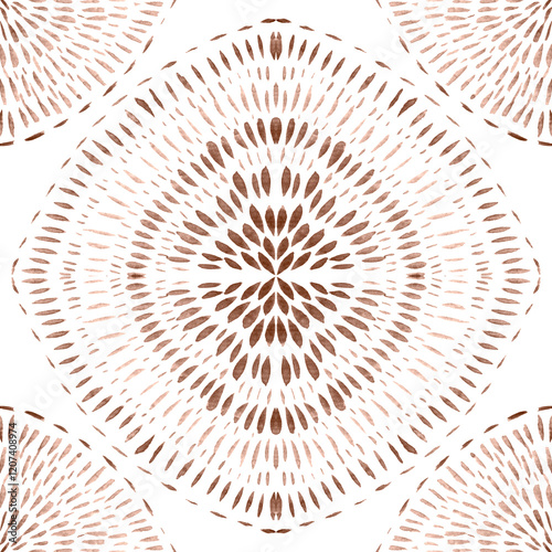 Watercolor Azulejos Tile in Mocha tones