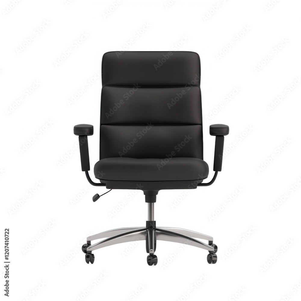 Comfortable black office chair with adjustable features for ergonomic support., isolated on a transparent background. Comfortable black office chair with adjustable features for ergonomic support., isolated on a transparent background.