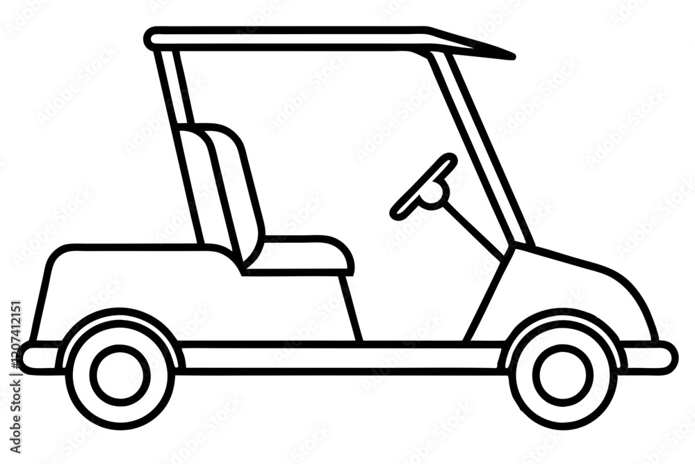 Golf Buggy Line Art Graphic
