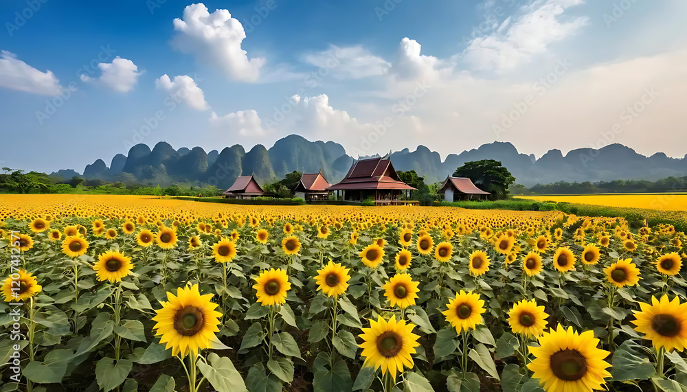Obraz premium Sunflower Scenery in Thailand