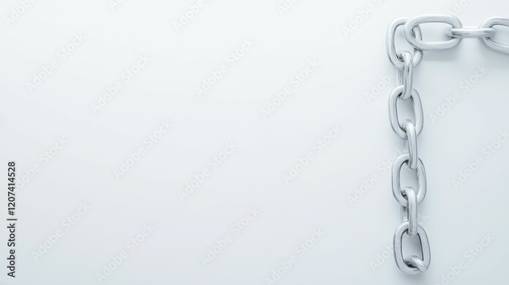 Fototapeta premium A close-up of a silver chain against a minimalist white background.