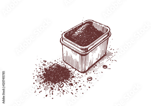 Coffee Ground Waste Hand Drawn Sketch Illustration Vector Isolated