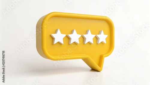 Digital 3D Illustration of star icon Icon in Speech Bubble Style - customer satisfaction 