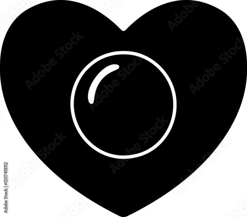 Fried egg on heart-shaped silhouette.
Heart shaped poached egg icon isolated.
Transparent background.