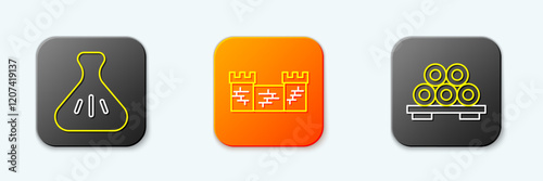 Set line Dumpling, Great wall of China and Sushi on cutting board icon. Vector