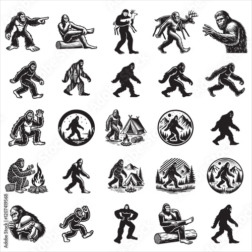 Classic Bigfoot Sasquatch Vector Art Bundle
