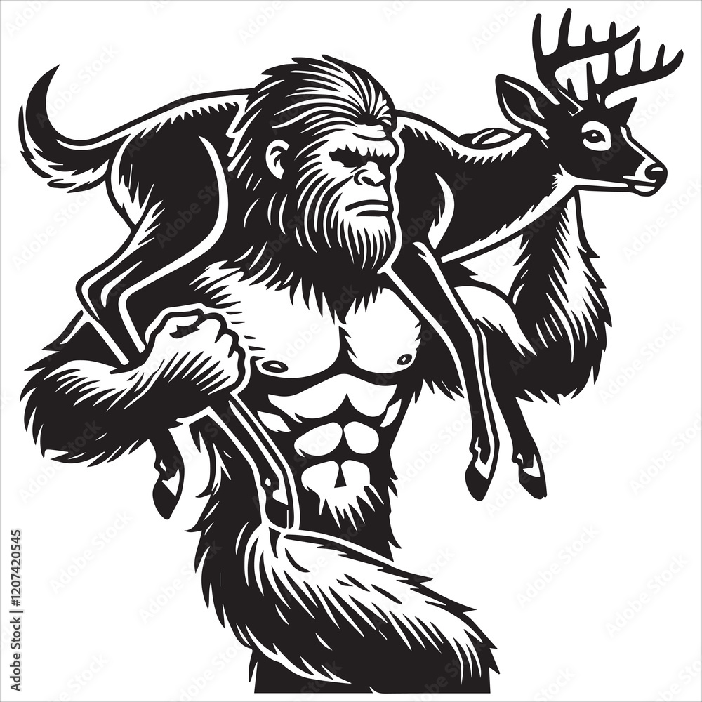 custom made wallpaper toronto digitalBigfoot Sasquatch Camping Vector illustration