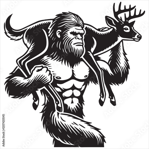 Wallpaper Mural Bigfoot Sasquatch Camping Vector illustration Torontodigital.ca