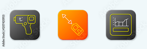 Set line Digital thermometer, Laser distance measurer and Graph, schedule, chart, diagram icon. Vector