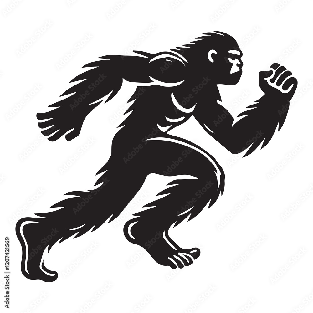 Obraz premium Powerful Bigfoot Sasquatch Vector Artwork 