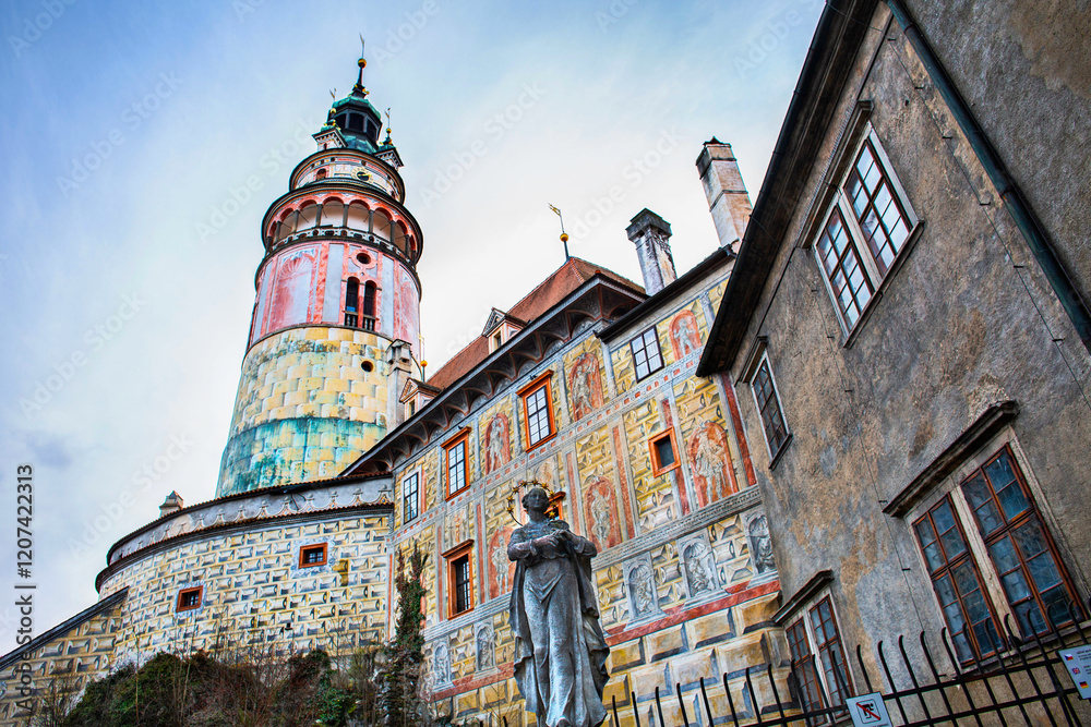 Český Krumlov city winter view