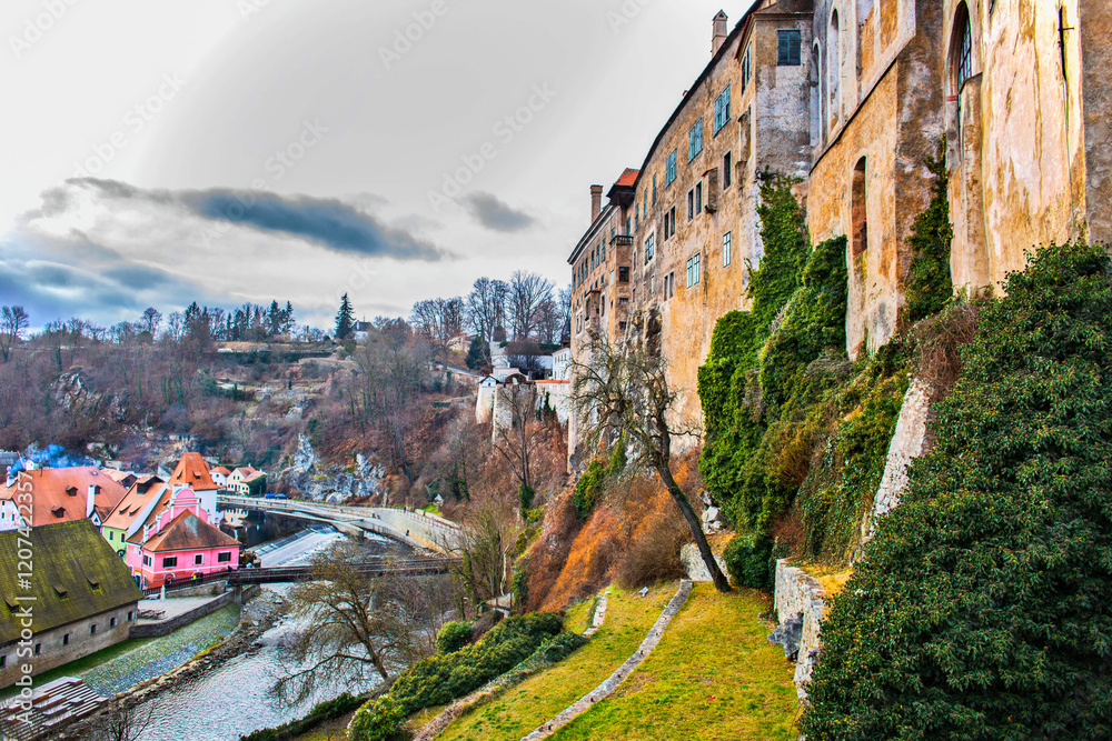 Český Krumlov city winter view
