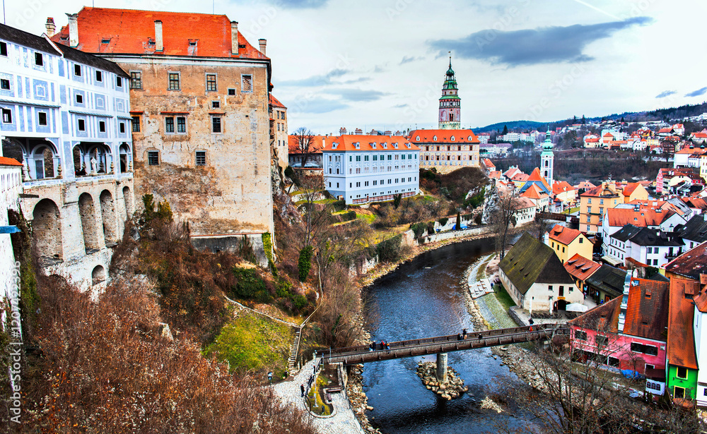 Český Krumlov city winter view