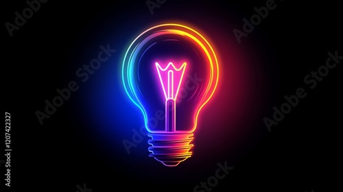 A neon light bulb with a neon green tip