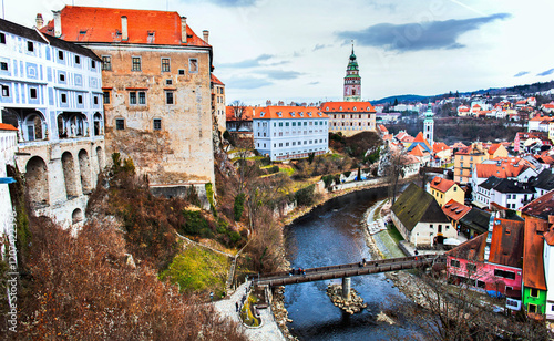 Obraz na płótnie Český Krumlov city winter view w salonie