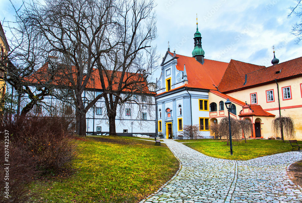 Český Krumlov city winter view