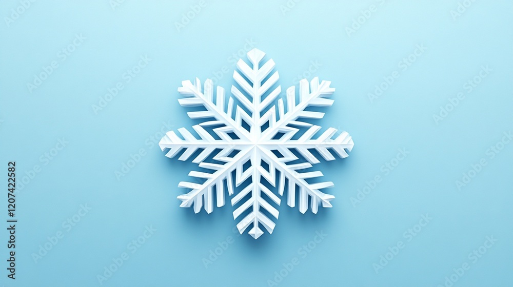 A white snowflake is on a blue background A white snowflake is on a blue background