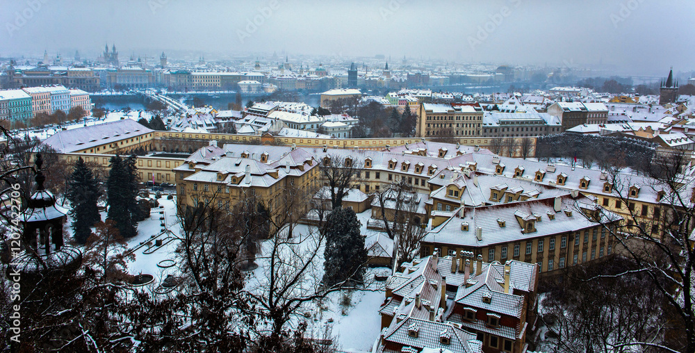 Prague city winter background