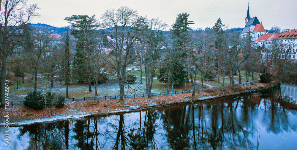 Český Krumlov city winter view