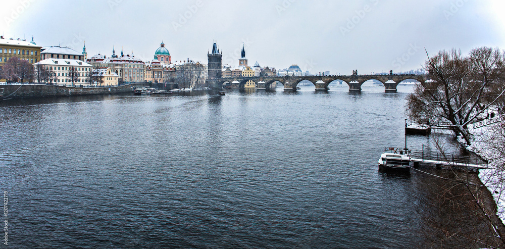 Prague and vltava river view background