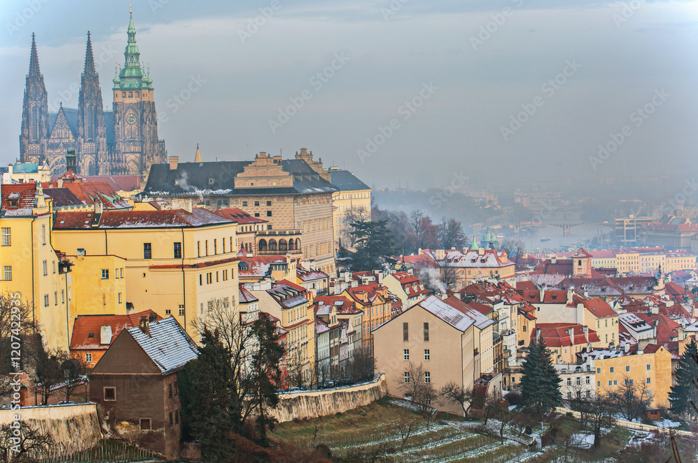 Prague castle winter view background