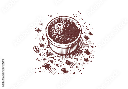 Coffee Ground Waste Hand Drawn Sketch Illustration Vector Isolated