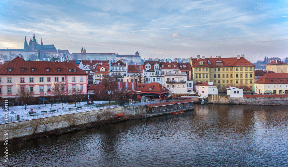 Prague city winter background