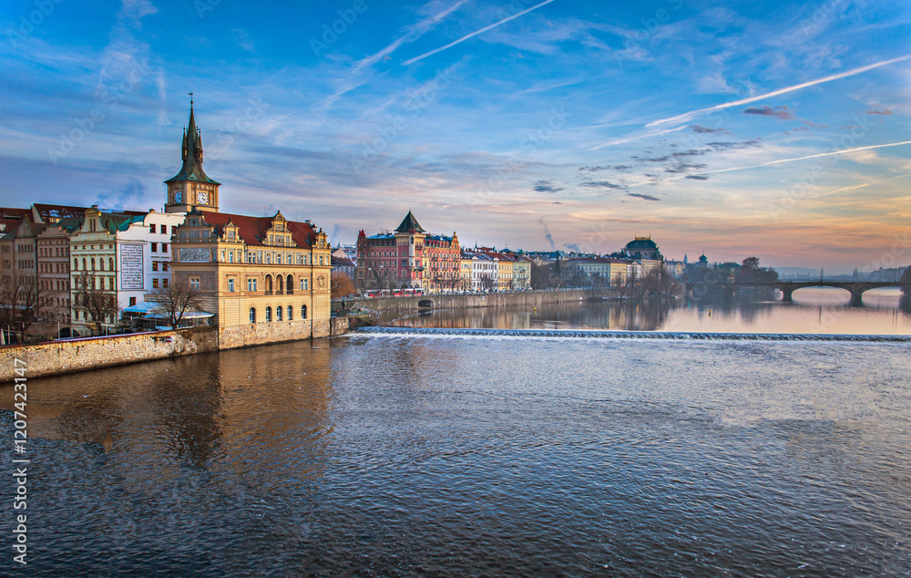 Prague city winter background