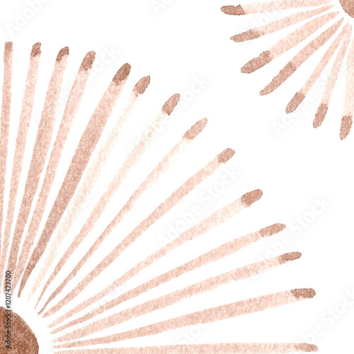 Watercolor Azulejos Tile in Mocha tones
