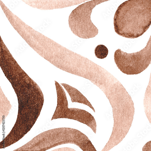 Watercolor Azulejos Tile in Mocha tones