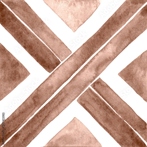 Watercolor Azulejos Tile in Mocha tones