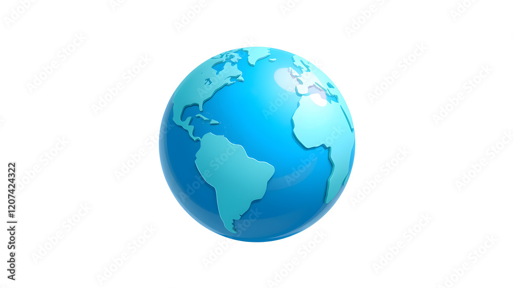 Blue cartoon planet Earth 3d vector icon on white background. Water Day or World Oceans Day concept. Earth Day or Saving Water concept. Generative AI Blue cartoon planet Earth 3d vector icon on white background. Water Day or World Oceans Day concept. Earth Day or Saving Water concept. Generative AI
