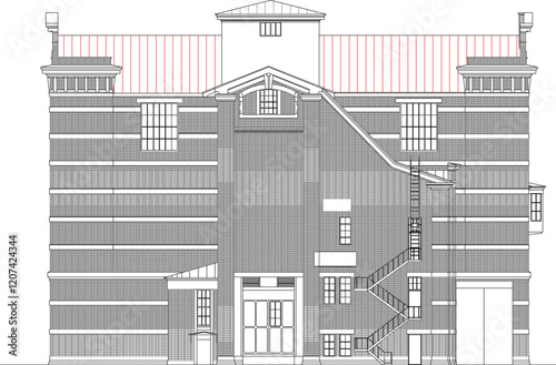 vector illustration design engineering drawing construction of classic vintage government building