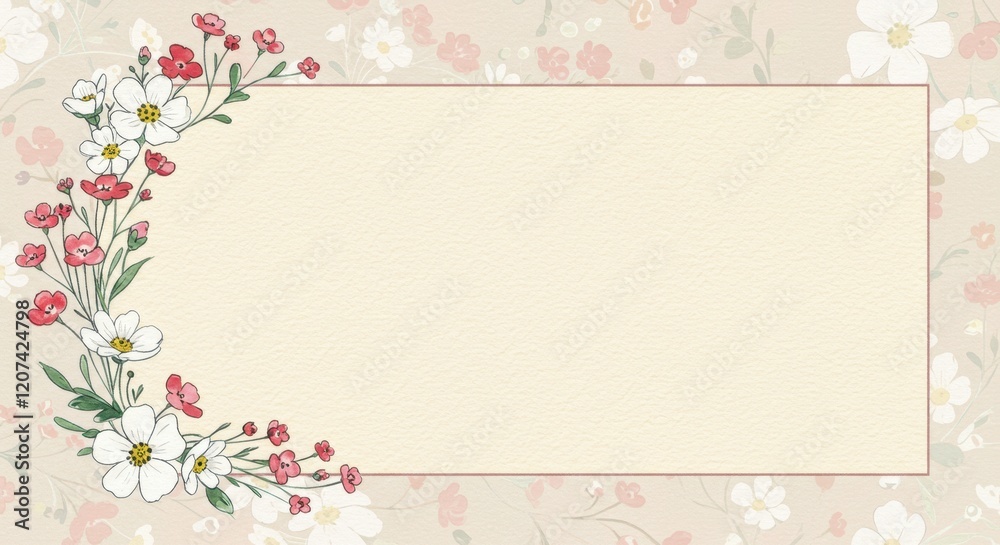 Elegant floral border with blank space for text on pastel background Elegant floral border with blank space for text on pastel background