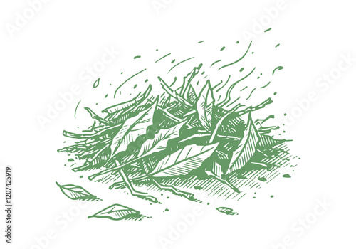Dry Leaf Waste Hand Drawn Sketch Illustration Sketch