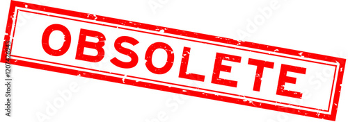 Grunge red obsolete word square rubber seal stamp on white background