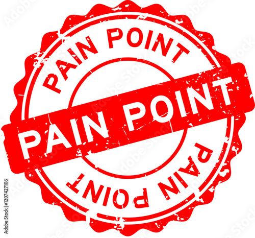 Grunge red pain point word round seal stamp on white background