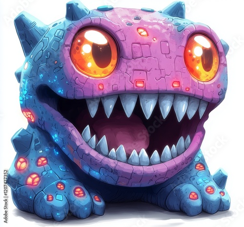 chibi monster design with a pure white background for t-shirt printing