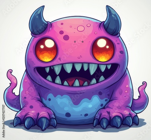 chibi monster design with a pure white background for t-shirt printing