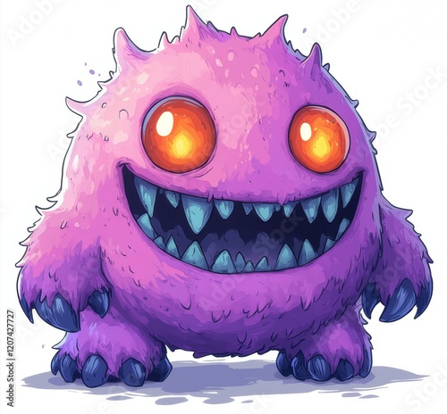 chibi monster design with a pure white background for t-shirt printing