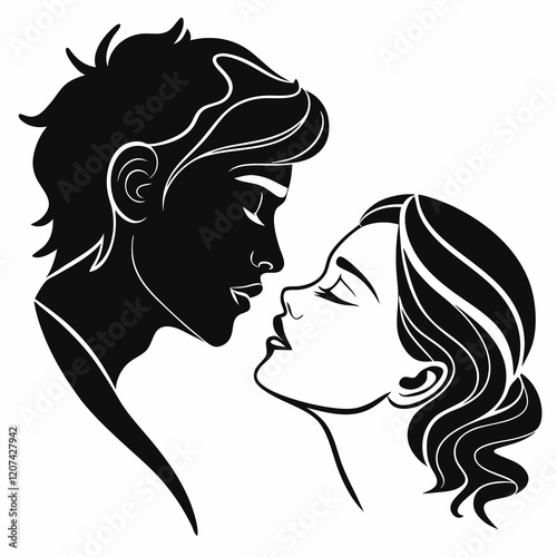 kiss Day vector silhouette black design white background