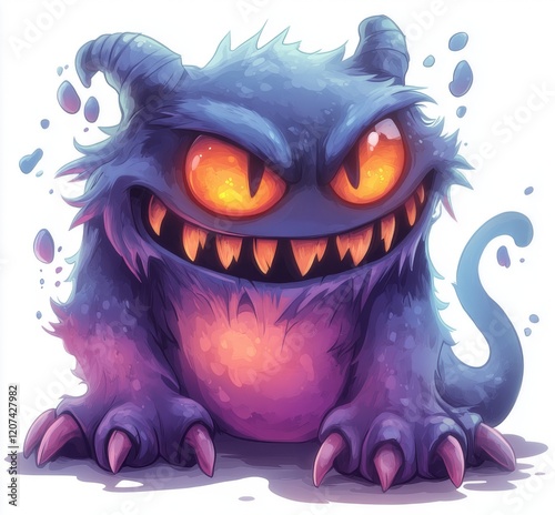 chibi monster design with a pure white background for t-shirt printing